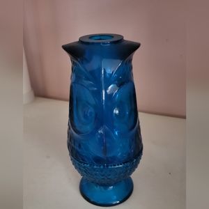Vintage Viking Fairy Lamp / Owl design / cobalt blue Glass Candle Holder